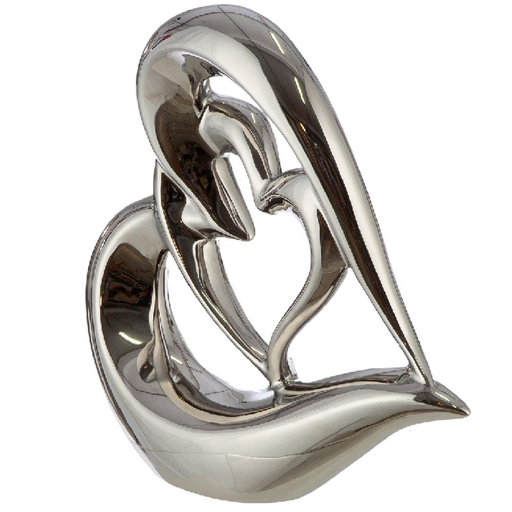 Avenis Ceramic Decorative Heart Sculpture in Silver