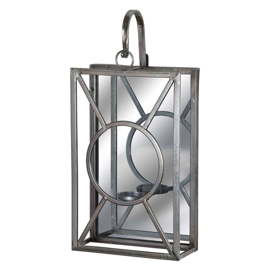 Product photograph of Aventis Rectangular Mirrored Tealight Holder In Antique Silver from Furniture in Fashion