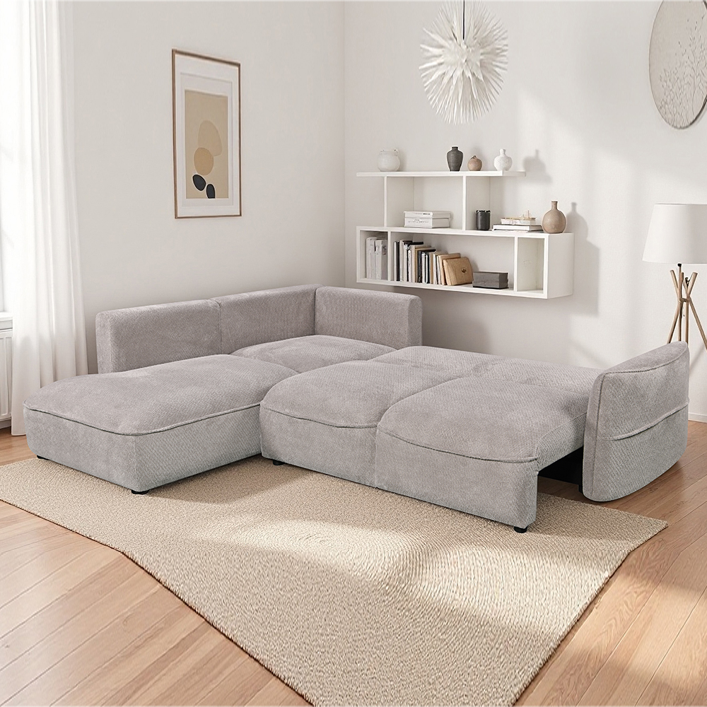 Avenyx Fabric Left-Handed Sofa Bed in Silver