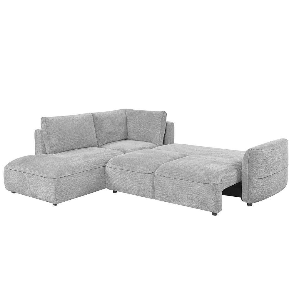 Avenyx Fabric Left-Handed Sofa Bed in Silver