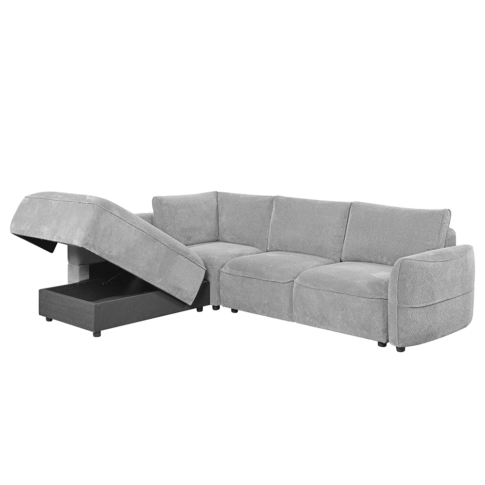 Avenyx Fabric Left-Handed Sofa Bed in Silver