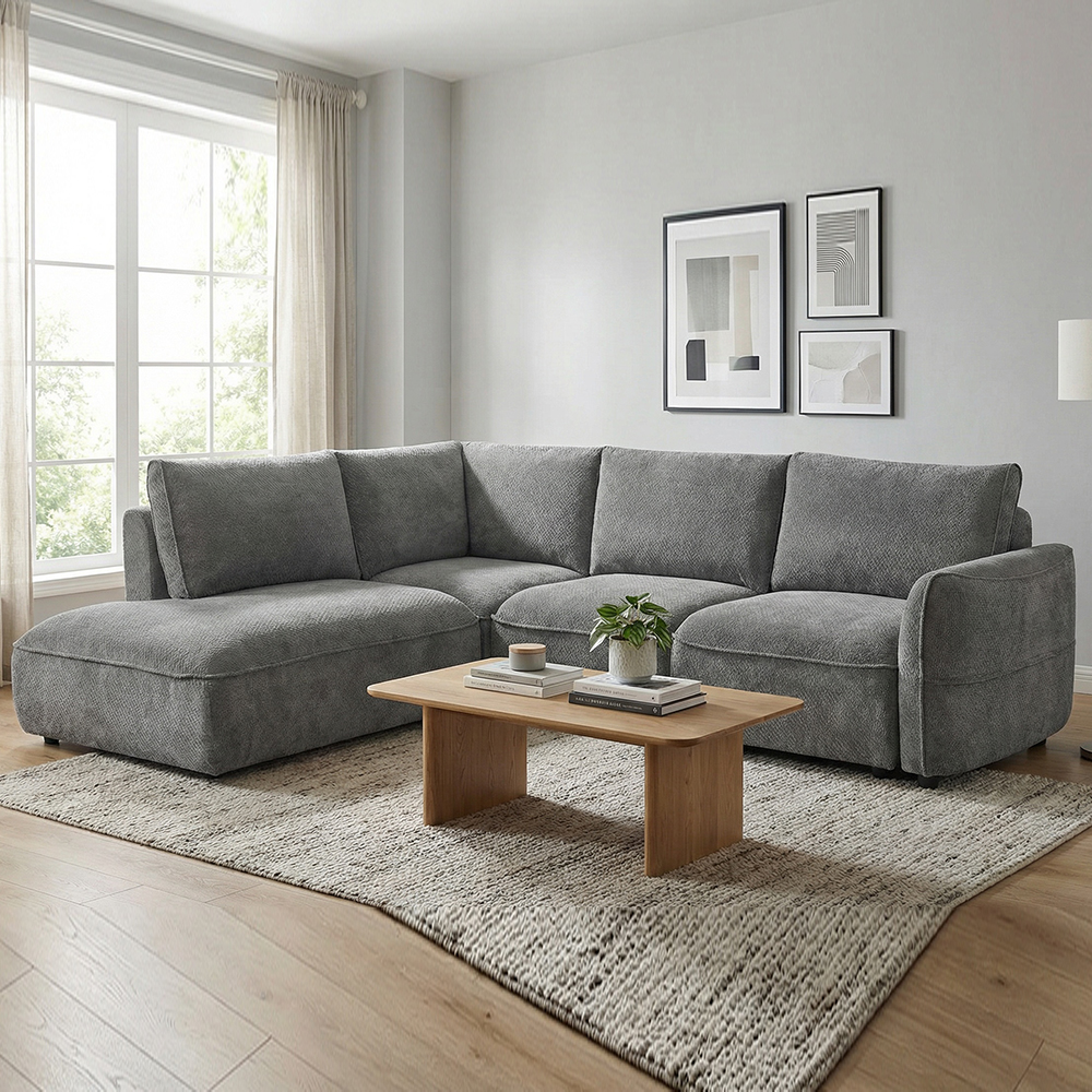 Avenyx Fabric Left-Handed Sofa Bed in Slate