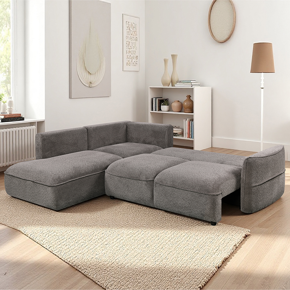Avenyx Fabric Left-Handed Sofa Bed in Slate
