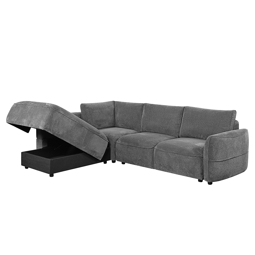 Avenyx Fabric Left-Handed Sofa Bed in Slate