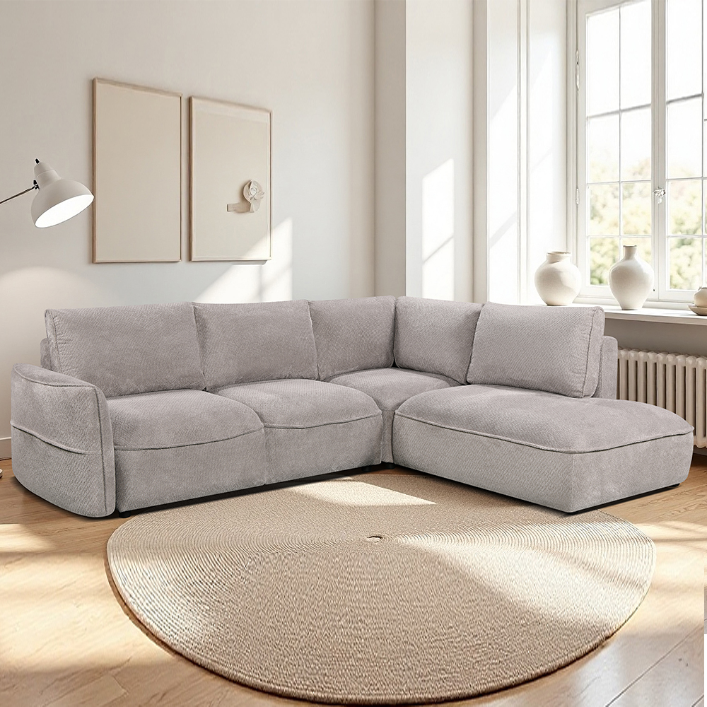 Avenyx Fabric Right-Handed Sofa Bed in Silver