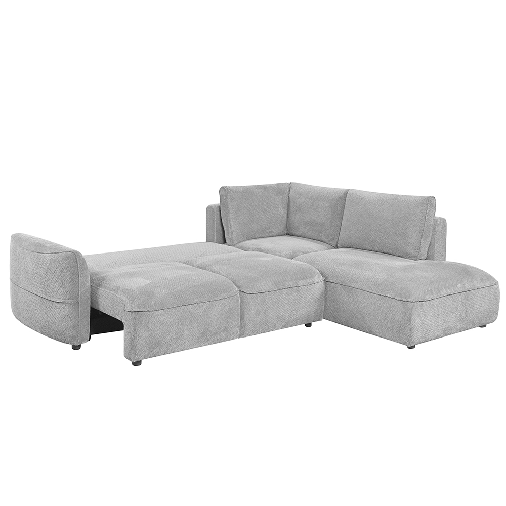 Avenyx Fabric Right-Handed Sofa Bed in Silver