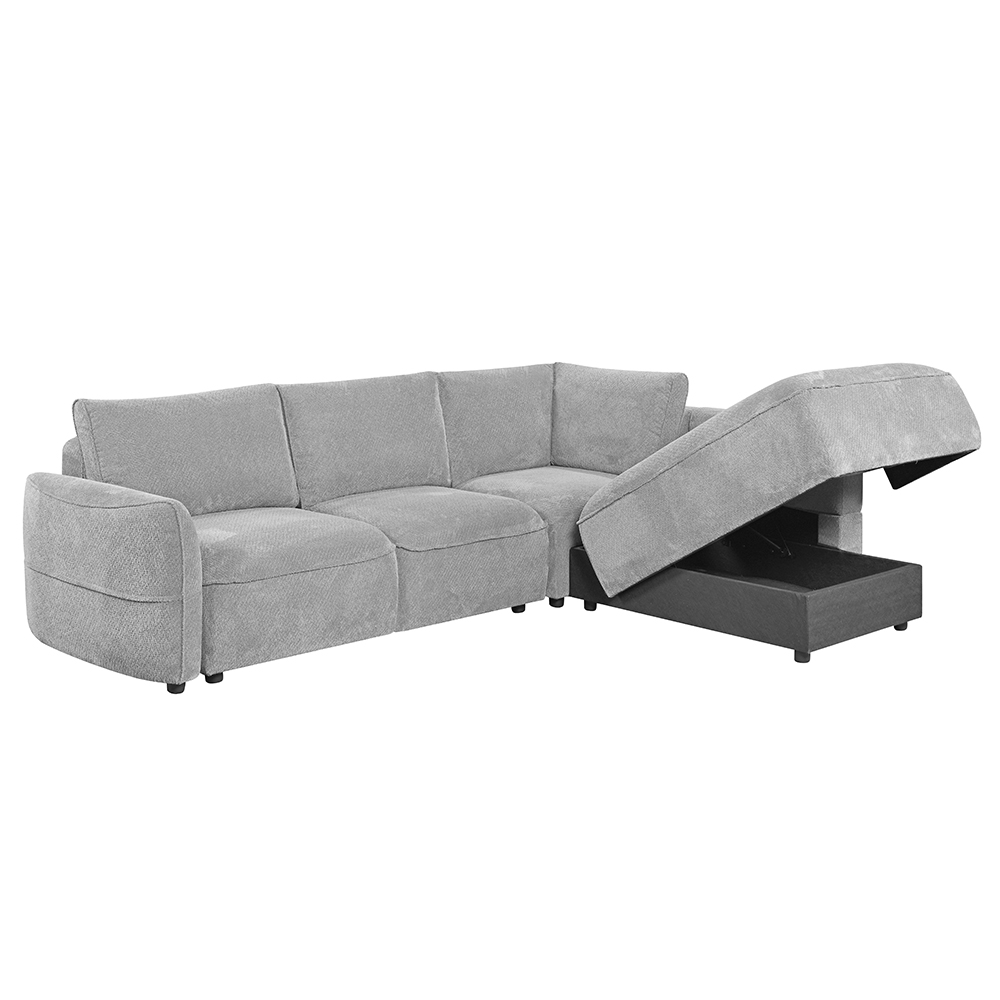 Avenyx Fabric Right-Handed Sofa Bed in Silver