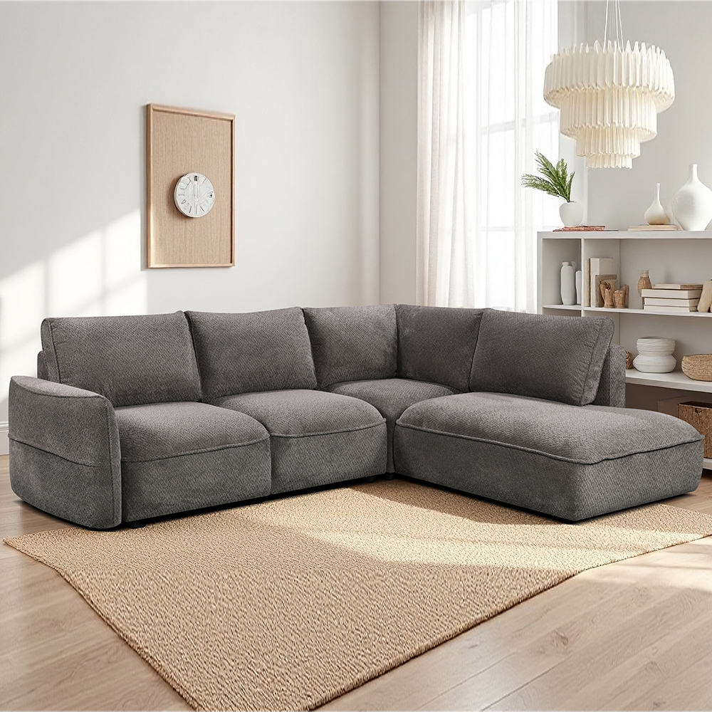 Avenyx Fabric Right-Handed Sofa Bed in Slate