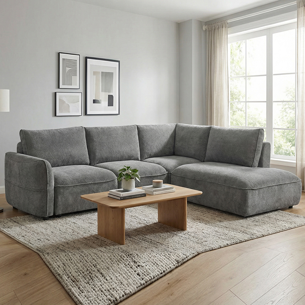 Avenyx Fabric Right-Handed Sofa Bed in Slate