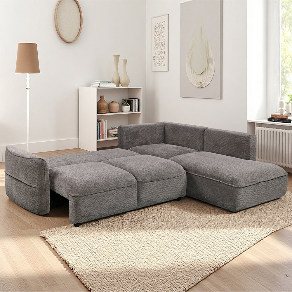 Avenyx Fabric Right-Handed Sofa Bed in Slate