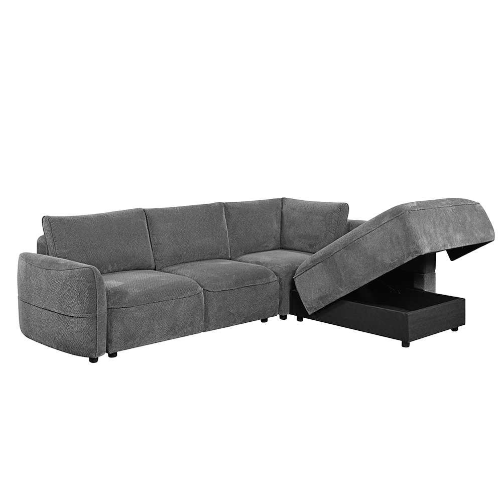 Avenyx Fabric Right-Handed Sofa Bed in Slate