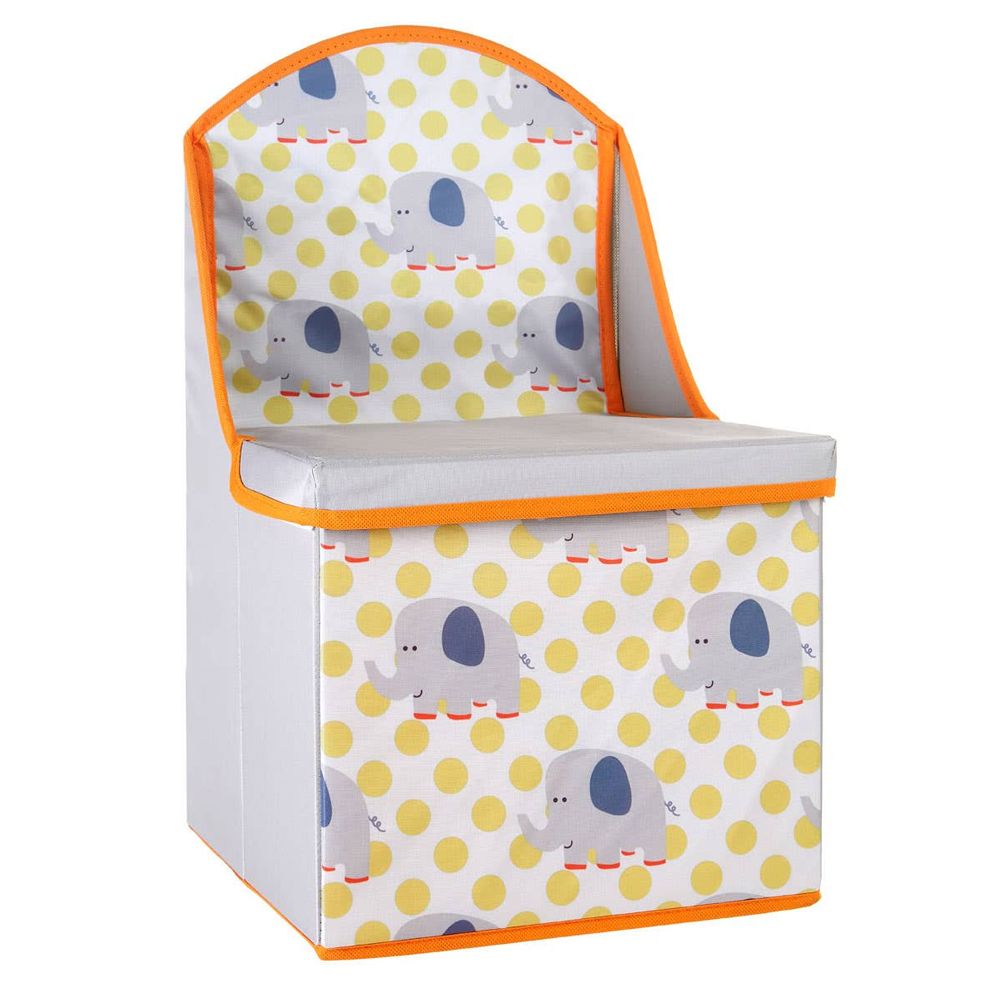 Avenza Polyester Kids Elephant Storage Seating Chair in Grey