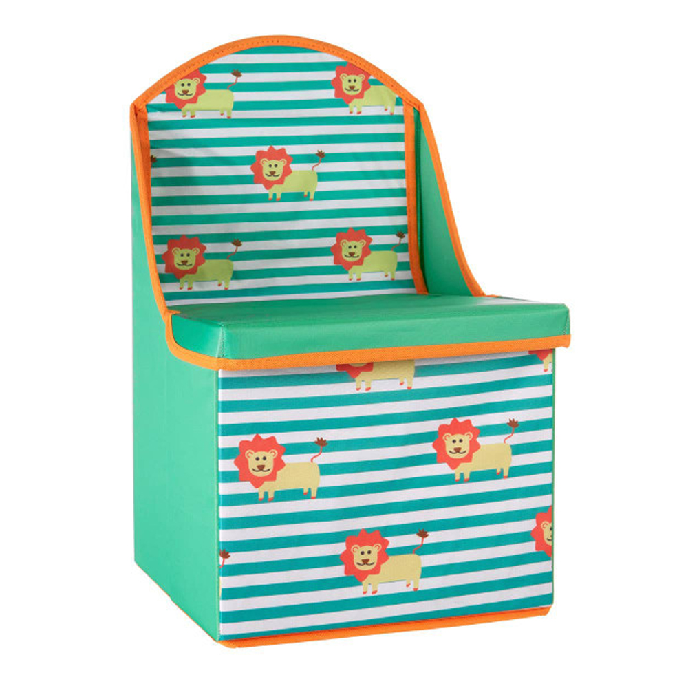 Avenza Polyester Kids Lion Storage Seating Chair in Green