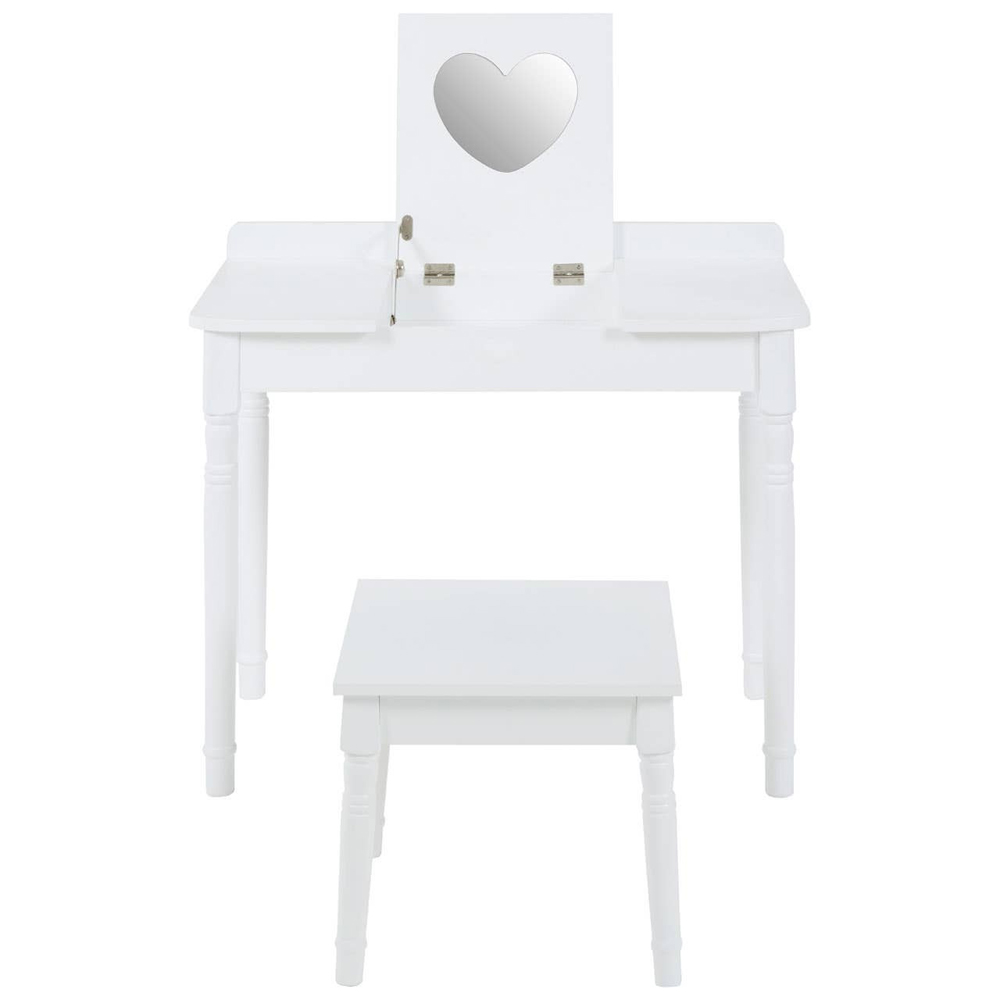 Avenza Wooden Kids Dressing Table Set with Mirror in White