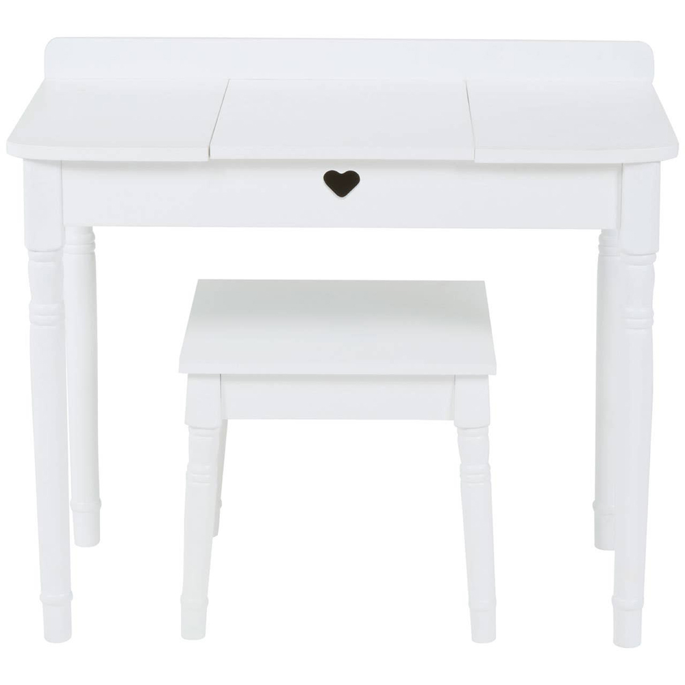 Avenza Wooden Kids Dressing Table Set with Mirror in White