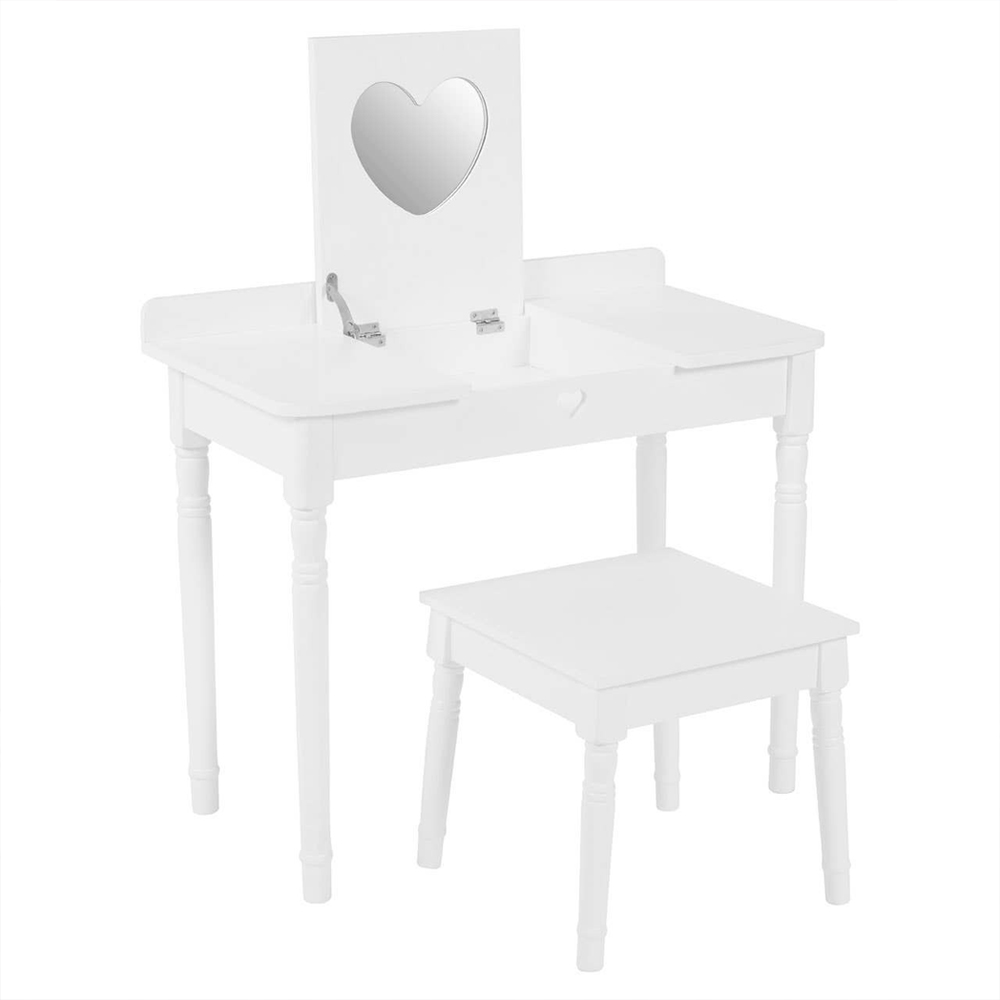 Avenza Wooden Kids Dressing Table Set with Mirror in White