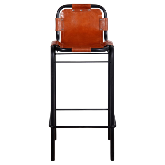Averi Outdoor Brown Leather Bar Chairs In A Pair