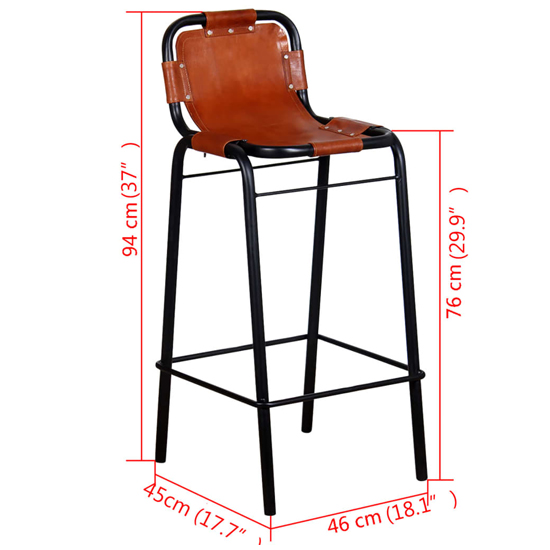 Averi Outdoor Brown Leather Bar Chairs In A Pair