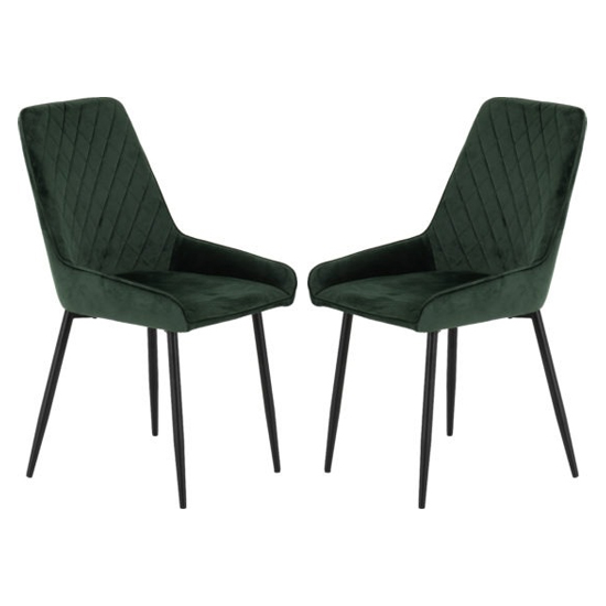 Product photograph of Avah Emerald Green Velvet Dining Chairs In Pair from Furniture in Fashion