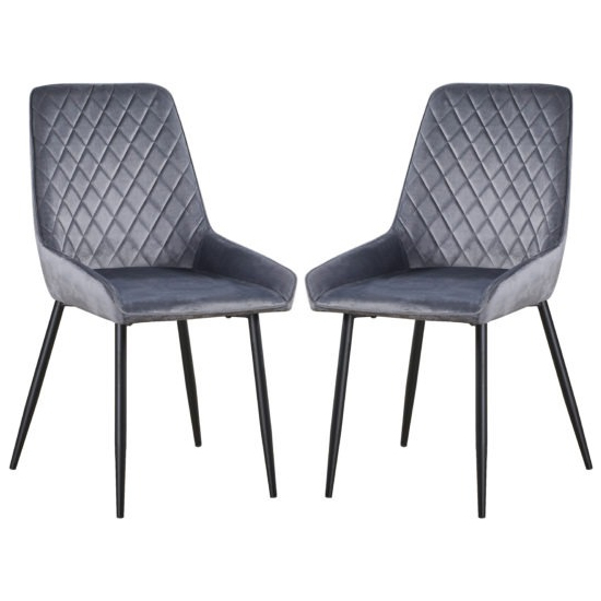 Avah Grey Velvet Dining Chairs In Pair