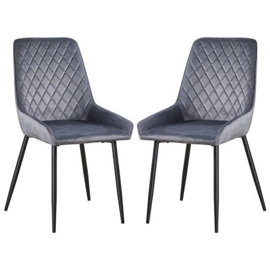Avah Grey Velvet Dining Chairs In Pair