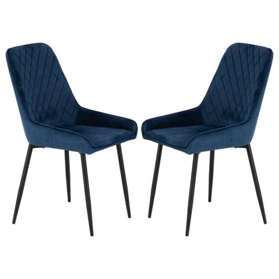 Read more about Avah sapphire blue velvet dining chairs in pair