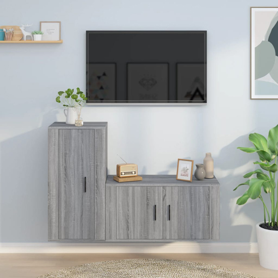 Read more about Avery wooden entertainment unit wall hung in grey sonoma oak