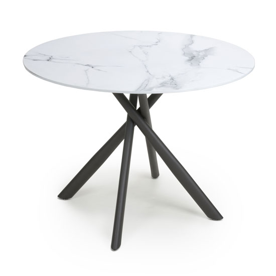 Accro Round Glass Top Dining Table In White