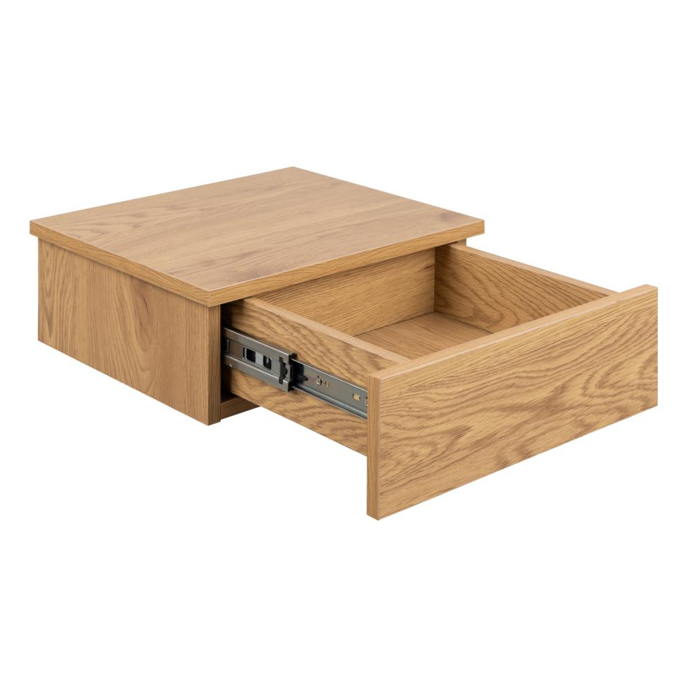 Aviana Wall Hung Wooden Bedside Cabinet With 1 Drawer In Oak