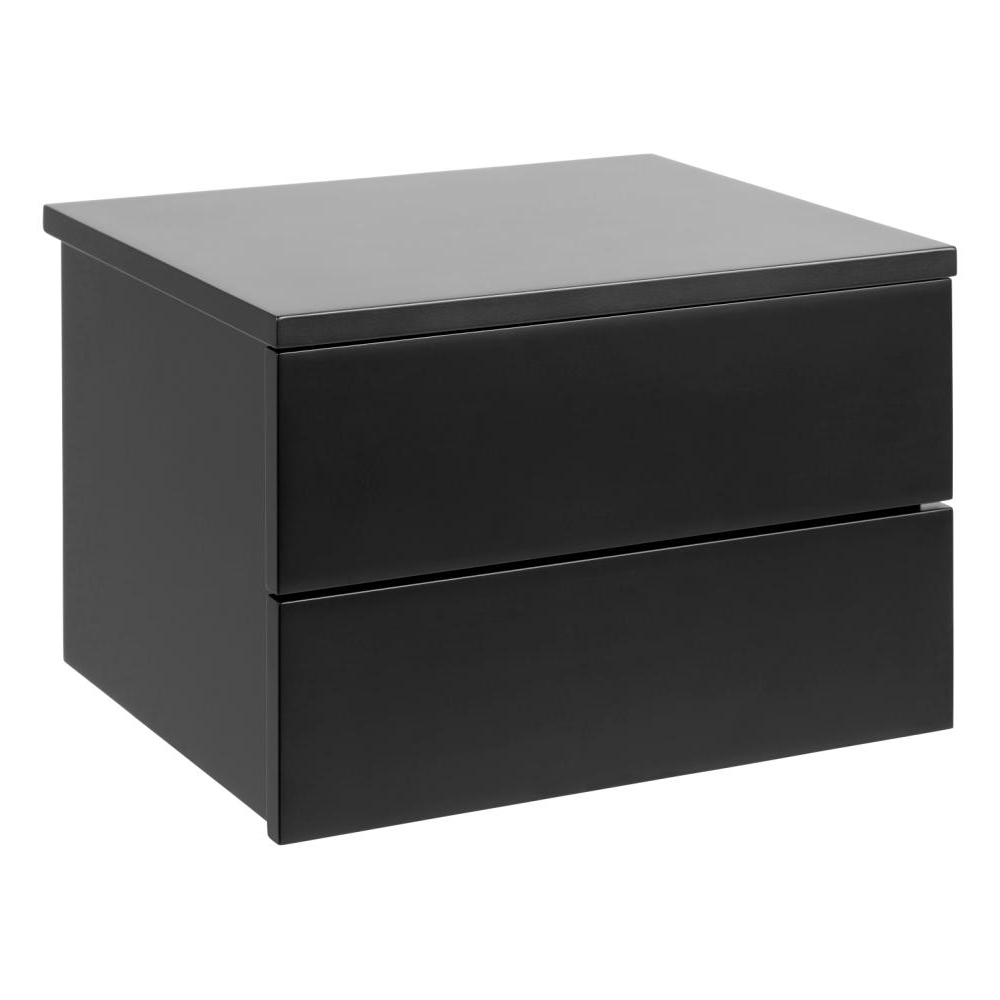 Aviana Wall Hung Wooden Bedside Cabinet With 2 Drawers In Black