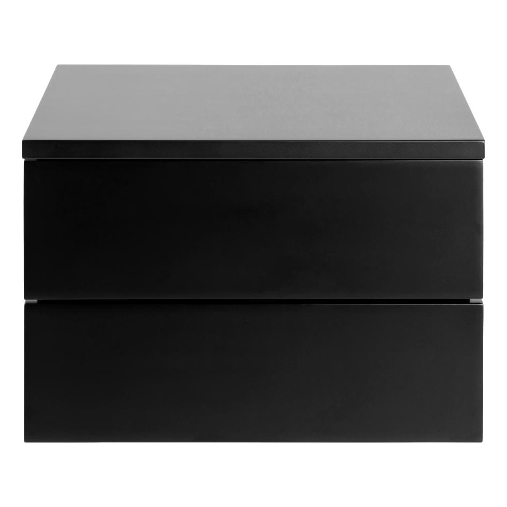 Aviana Wall Hung Wooden Bedside Cabinet With 2 Drawers In Black