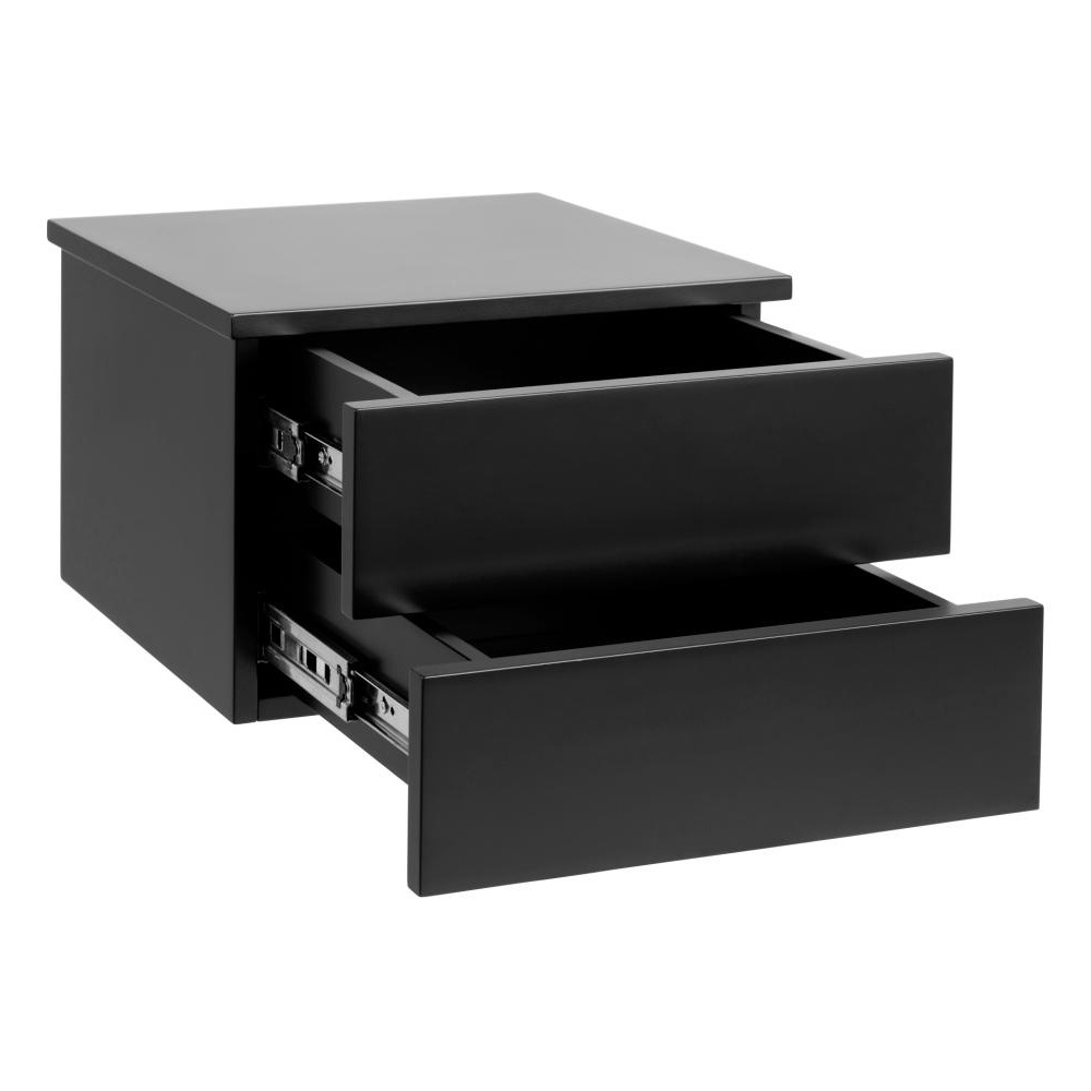 Aviana Wall Hung Wooden Bedside Cabinet With 2 Drawers In Black