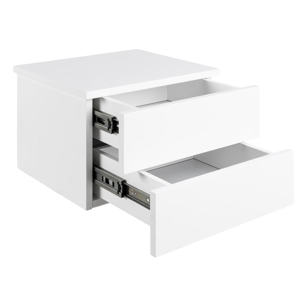 Aviana Wall Hung Wooden Bedside Cabinet With 2 Drawers In White