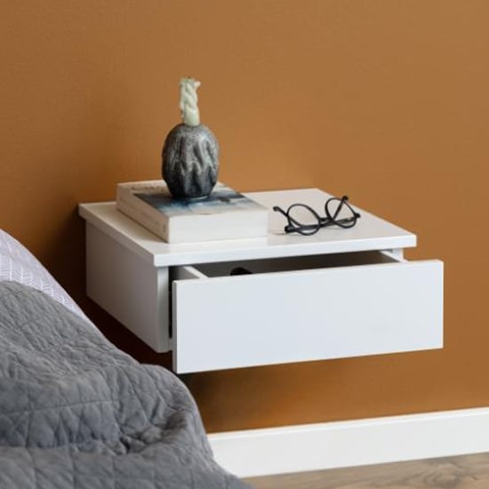 Product photograph of Aviana Wall Hung Wooden Bedside Cabinet In White from Furniture in Fashion