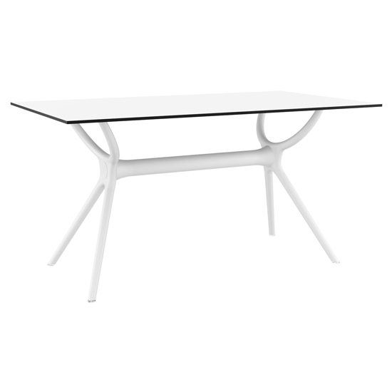 Aviemore Outdoor Rectangular 140cm Wooden Dining Table In White