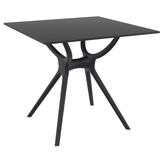 Aviemore Outdoor Square 80cm Wooden Dining Table In Black