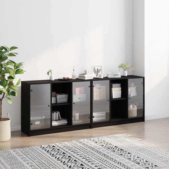 Read more about Avila wooden bookcase with 4 doors in black