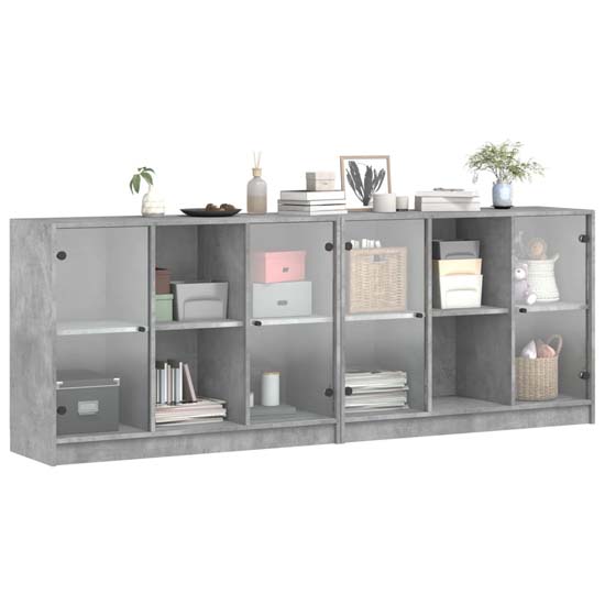 Avila Wooden Office Cabinet With 4 Doors In Concrete Effect