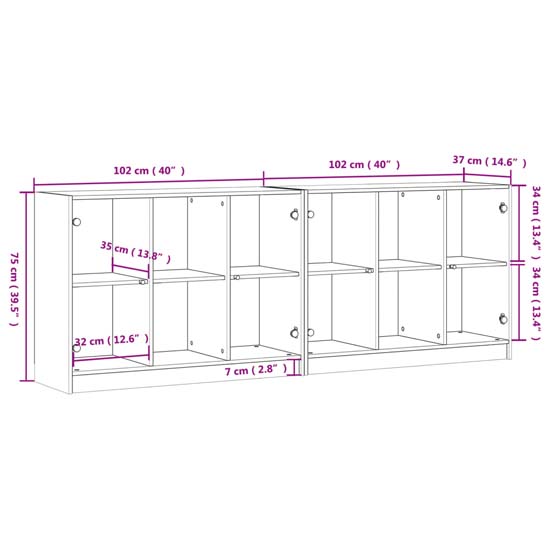 Avila Wooden Bookcase With 4 Doors In Grey Sonoma Oak