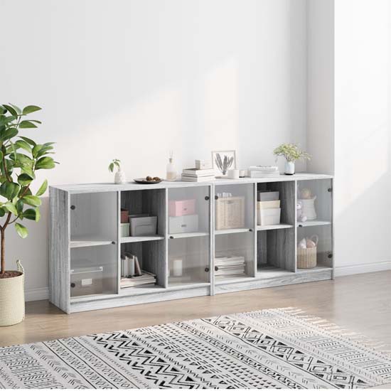 Read more about Avila wooden bookcase with 4 doors in grey sonoma oak
