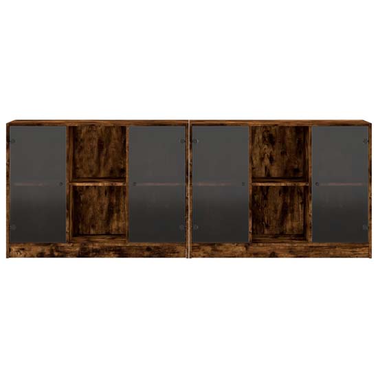 Avila Wooden Bookcase With 4 Doors In Smoked Oak
