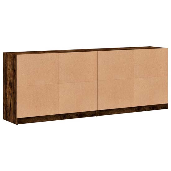 Avila Wooden Bookcase With 4 Doors In Smoked Oak
