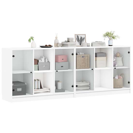 Avila Wooden Bookcase With 4 Doors In White