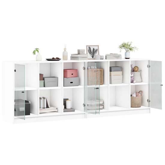Avila Wooden Bookcase With 4 Doors In White