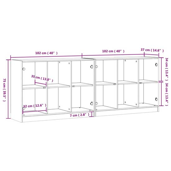 Avila Wooden Bookcase With 4 Doors In White