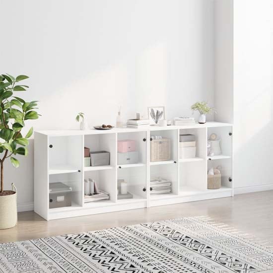 Avila Wooden Bookcase With 4 Doors In White