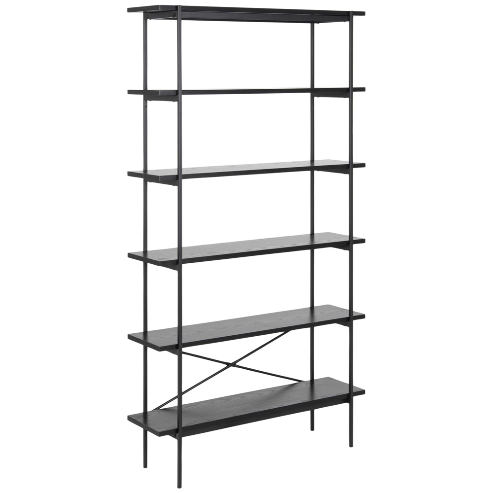 Avila Wooden Bookcase With 5 Shelves In Ash Black