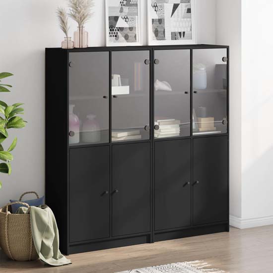 Read more about Avila wooden bookcase with doors in black