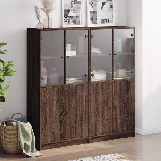 Read more about Avila wooden bookcase with doors in brown oak