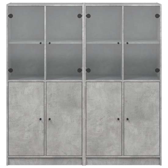 Avila Wooden Office Cabinet With 8 Doors In Concrete Grey